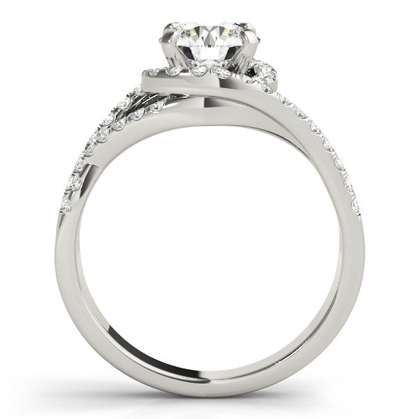 14K White Gold Round Brilliant Diamond Twisted Bypass Engagement Ring With Pave Accents (1.75ctw)