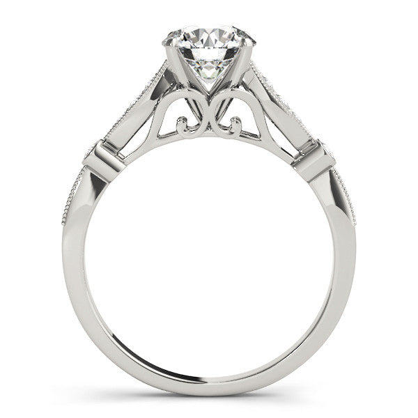 14K White Gold Lab-Grown Round Brilliant Diamond Vintage Inspired Engagement Ring
