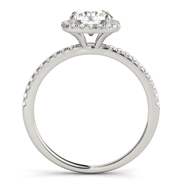 14K White Gold Lab-Grown Round Brilliant Diamond In A Cushion Halo Engagement Ring - Options Available