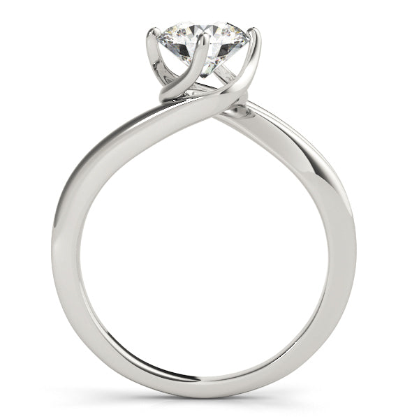 14K White Gold Round Brilliant Diamond Freeform Solitaire Engagement Ring (1ct)
