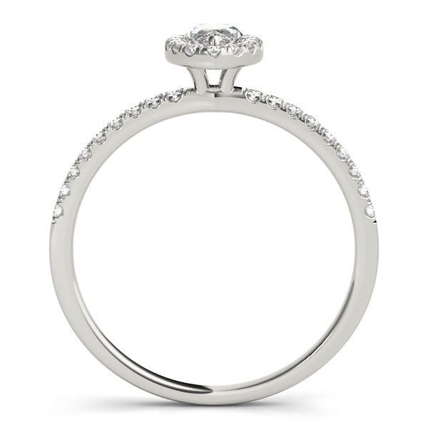 14K White Gold Marquise Diamond Halo Engagement Ring With Pave Shank (1.20ctw)