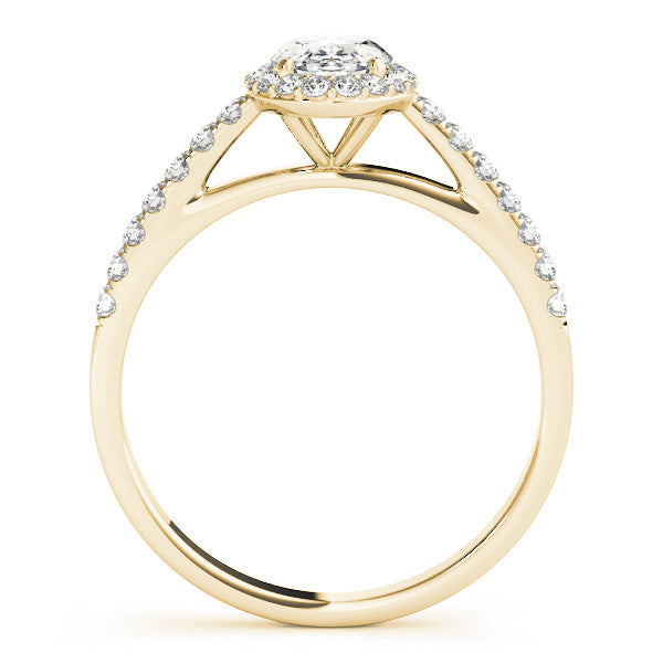 14K Yellow Gold Lab-Grown Oval Diamond Halo Engagement Ring - Options Available