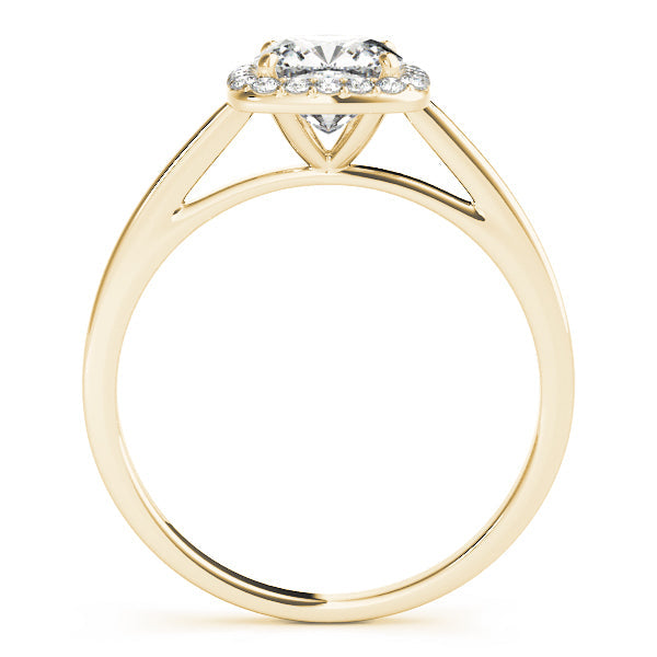 14K Yellow Gold Round Brilliant Diamond With Cushion Halo Engagement Ring (1.15ctw)