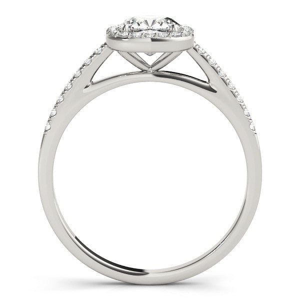 14K White Gold Cushion Cut Diamond Halo Cathedral Engagement Ring With Pave Accent Diamonds (1.20ctw)