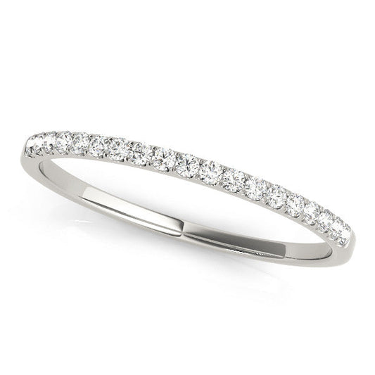 14K White Gold Round Diamond Petite Pave Wedding Ring (.12ctw)