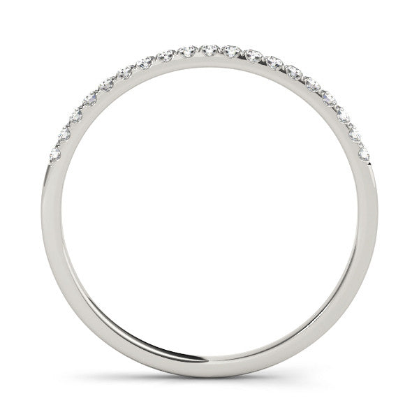14K White Gold Round Diamond Petite Pave Wedding Ring (.12ctw)