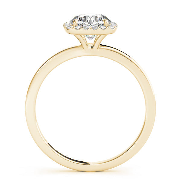 14K Yellow Gold Round Brilliant Diamond In Cushion Halo Engagement Ring (1.12ctw)