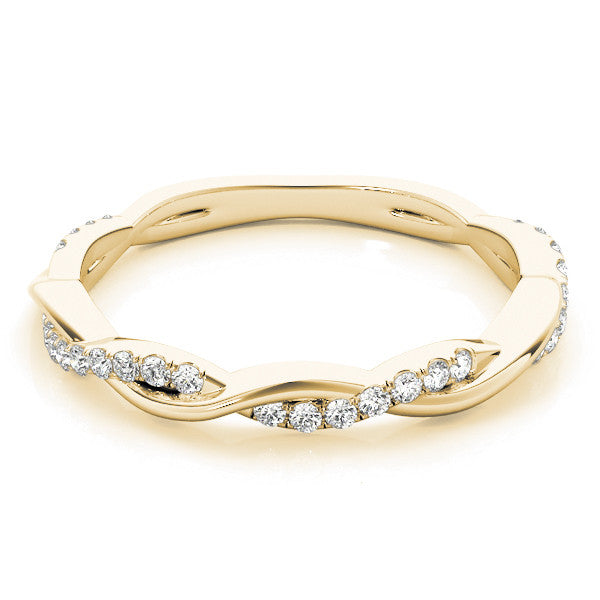 14K Yellow Gold Round Brilliant Diamond Pave Twisted Wedding Ring (.20ctw)