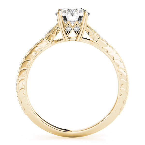 14K Yellow Gold Round Brilliant Vintage Inspired Accented Diamond Engagement Ring (1.15ctw)
