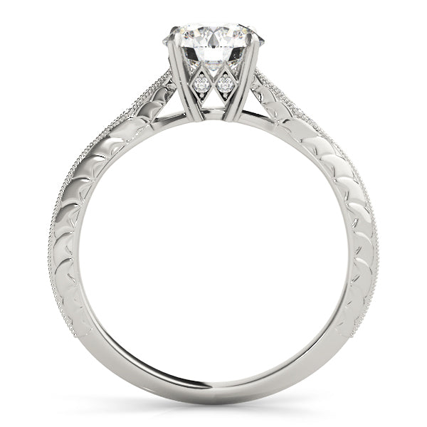 14K White Gold Round Brilliant Vintage Inspired Accented Diamond Engagement Ring (1.15ctw)