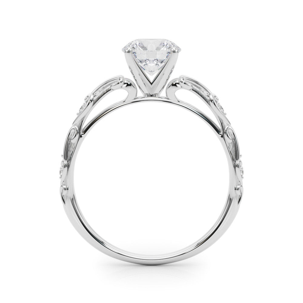 14K White Gold Round Brilliant Diamond Vintage Inspired Engagement Ring (1.05ctw)