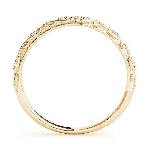 14K Yellow Gold Round Diamond And Filigree Wedding Ring (.06ctw)