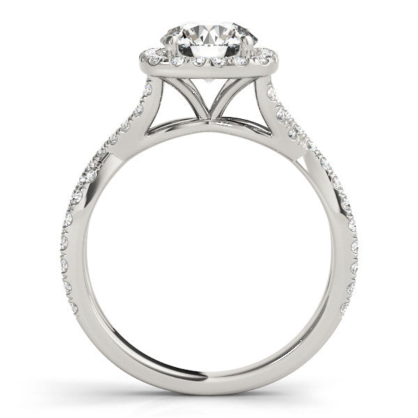 14K White Gold Lab-Grown Round Brilliant Halo Engagement Ring With Twisted Shank