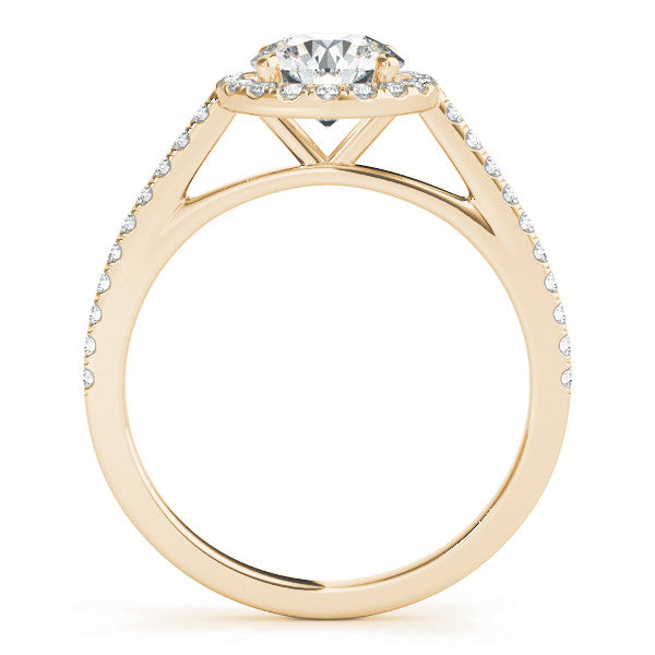 14K Yellow Gold Lab-Grown Round Brilliant Diamond Halo Engagement Ring