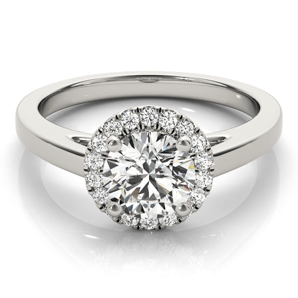 14K White Gold Round Brilliant Diamond Halo Engagement Ring (1.10ctw)