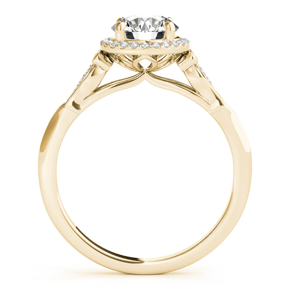 14K Yellow Gold Round Brilliant Diamond Halo Vintage Inspired Engagement Ring (1.10ctw)