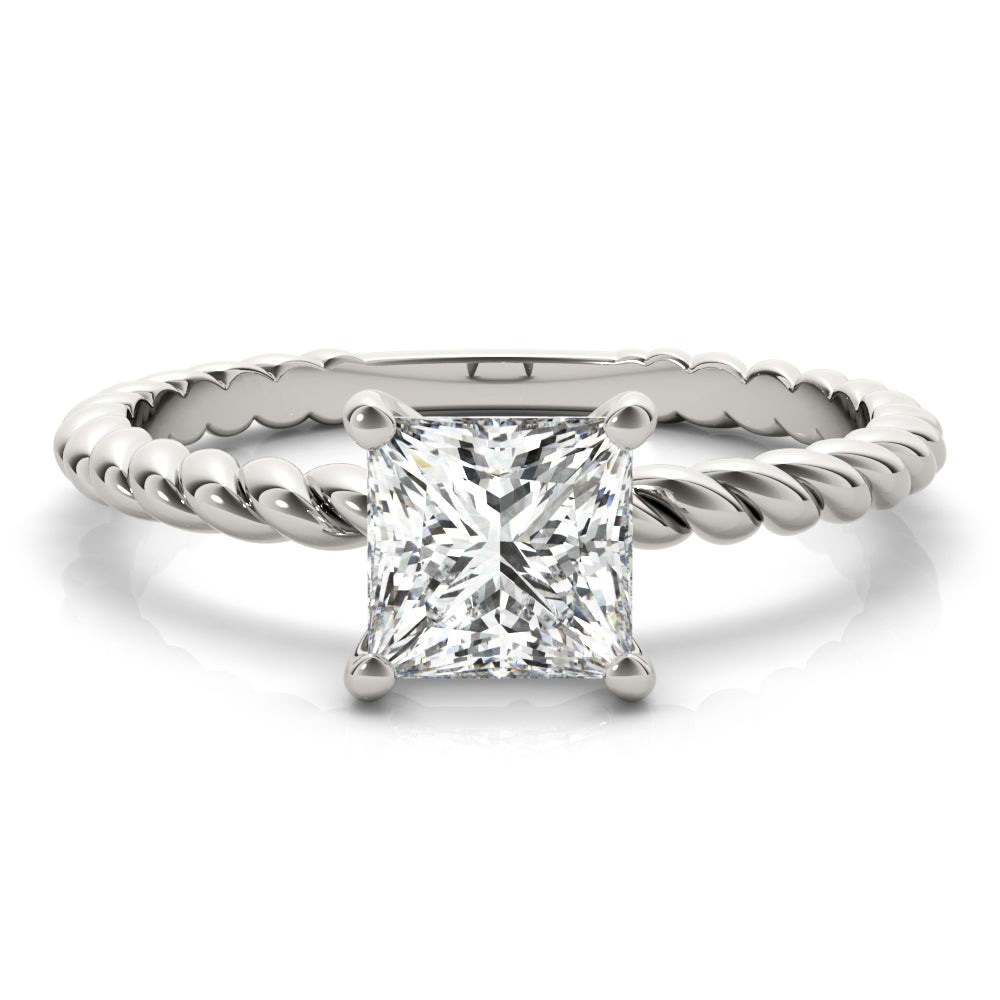 14K White Gold Princess Cut Diamond Twisted Shank Solitaire Engagement Ring (1ct)