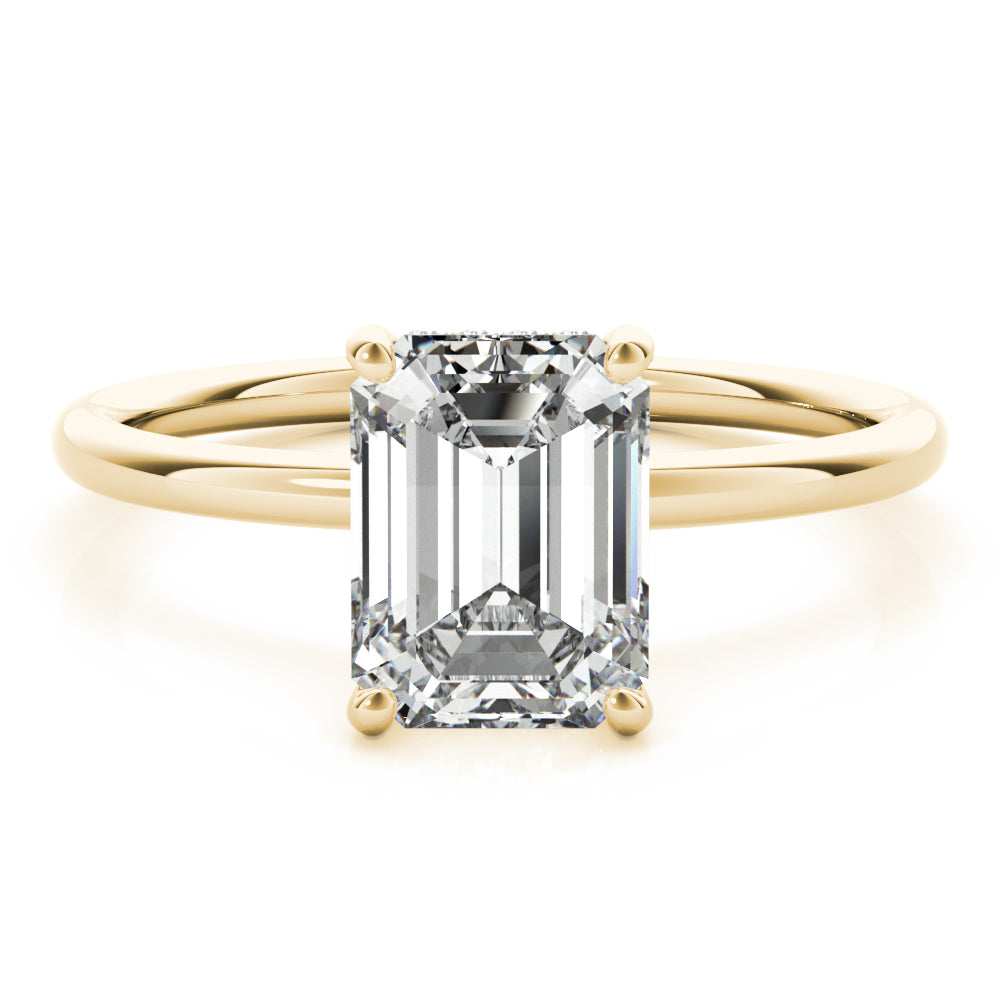 14K Yellow Gold Emerald Cut Diamond Hidden Halo Engagement Ring (1.05ctw)