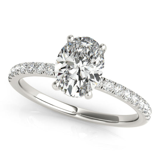 14K White Gold Oval Diamond Hidden Halo Pave Accented Engagement Ring (1.20ctw)