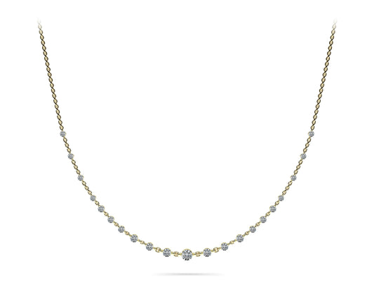 14K Yellow Gold Floating Round Diamond Necklace (4ctw)