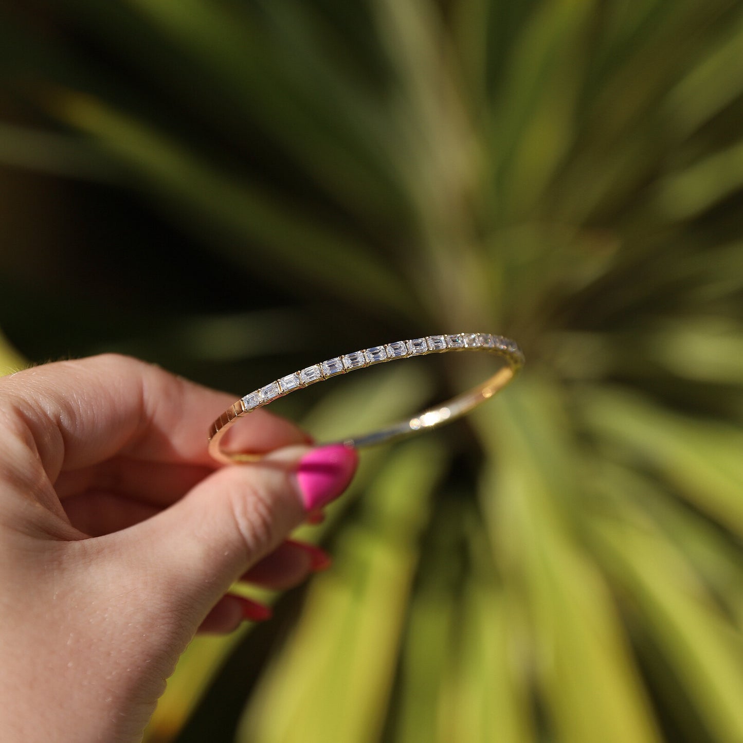 14K Yellow Gold Emerald Cut Diamond Flexi Bangle (2.50ctw)