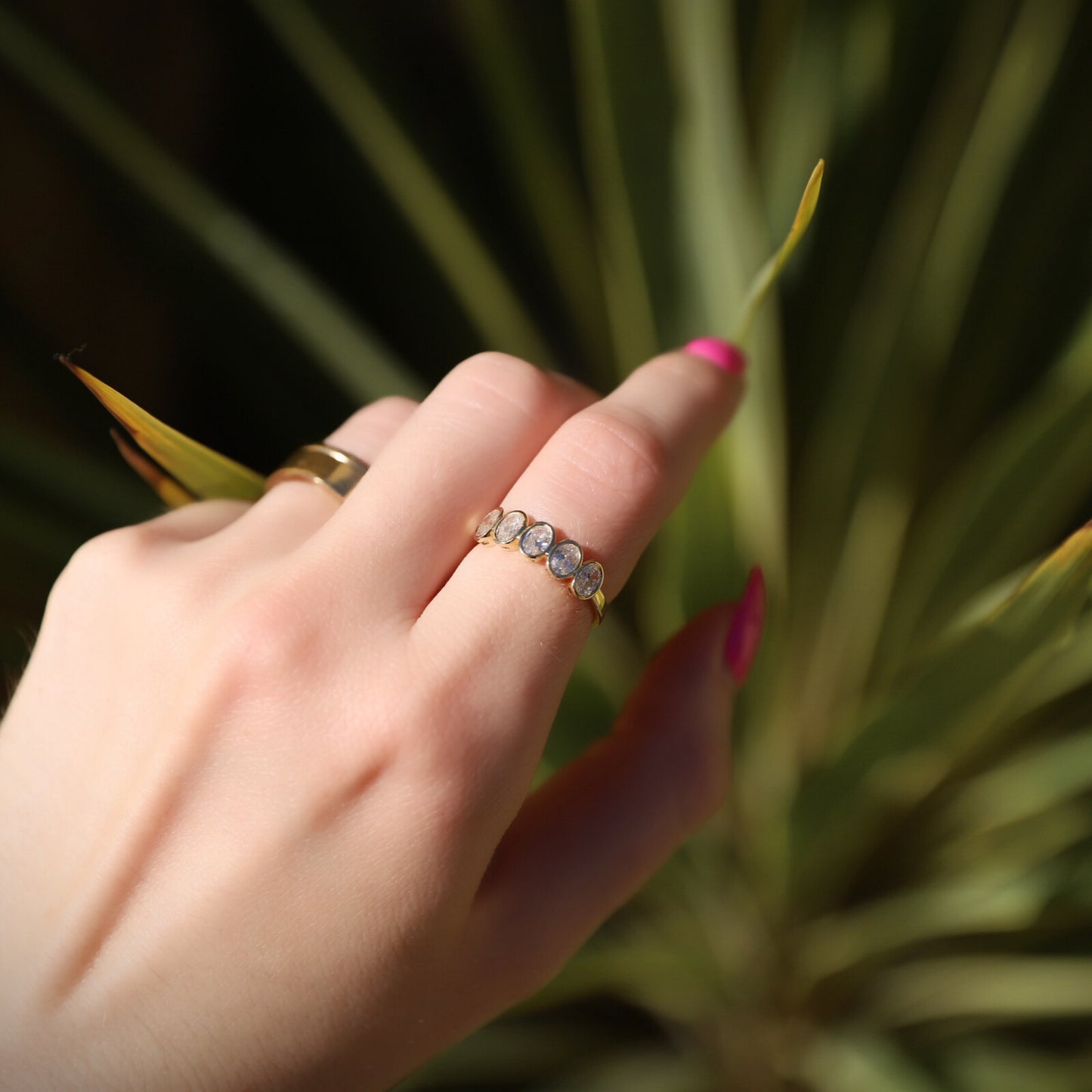 14K Yellow Gold Oval Diamond Bezel Set Ring (.96ctw)