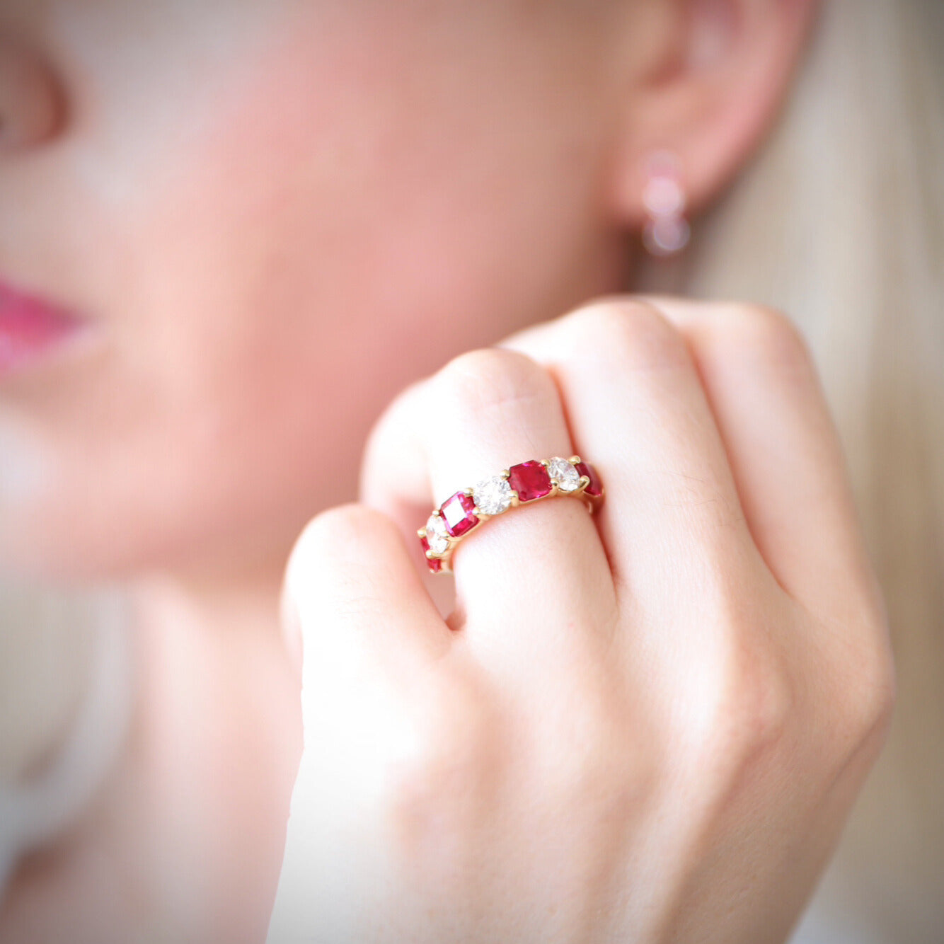 18K Yellow Gold Lab-Grown Ruby & Diamond Ring (3.50ctw)