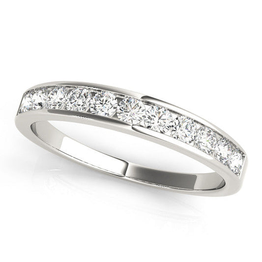 14K White Gold Round Brilliant Diamond Channel Set Wedding Ring (.25ctw)
