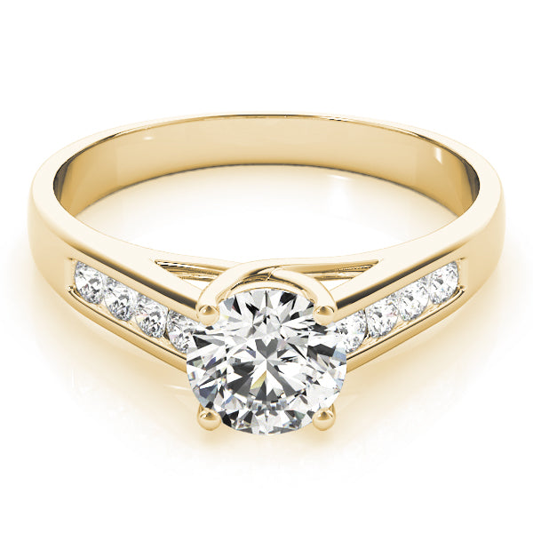 14K Yellow Gold Round Brilliant Trellis Engagement Ring With Channel Set Diamond Accents (1.12ctw)