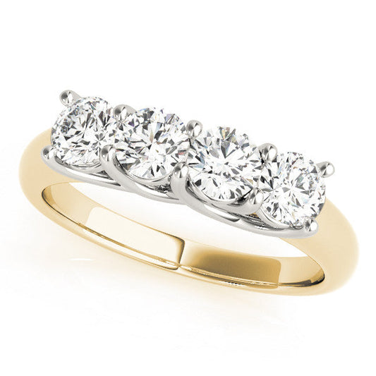 14K Yellow Gold Round Brilliant Diamond 4 Stone Trellis Wedding Ring (.20ctw)