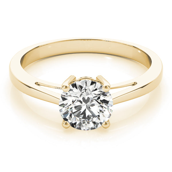 14K Yellow Gold Round Brilliant Diamond Open Gallery Solitaire Ring (1ct)