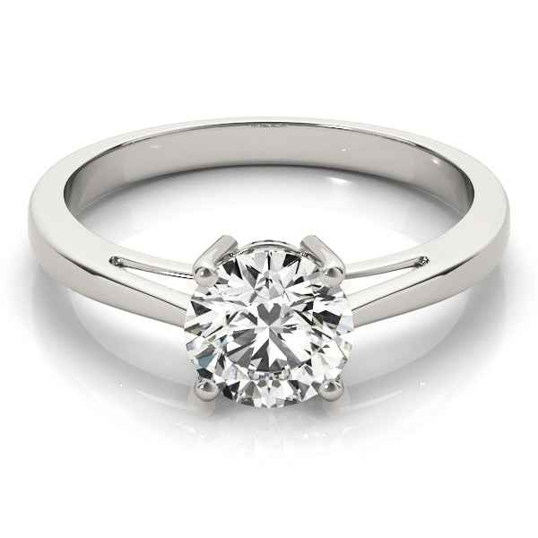 14K White Gold Round Brilliant Diamond Open Gallery Solitaire Ring (1ct)