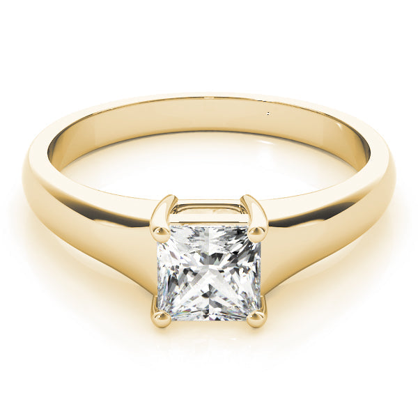 14K Yellow Gold Princess Cut Basket Set Diamond Solitaire (1ct)