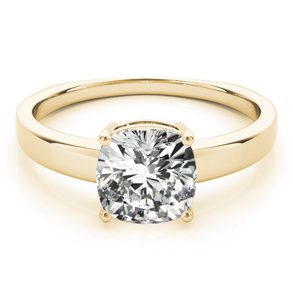 14K Yellow Gold Cushion Cut Basket Set Diamond Solitaire With European Shank (1.25ct)
