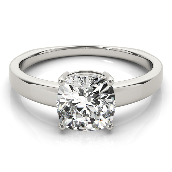 14K White Gold Cushion Cut Basket Set Diamond Solitaire With European Shank (1.25ct)