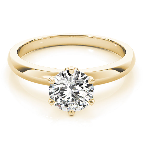 14K Yellow Gold Round Brilliant Six Prong Diamond Solitaire Engagement Ring (1ct)