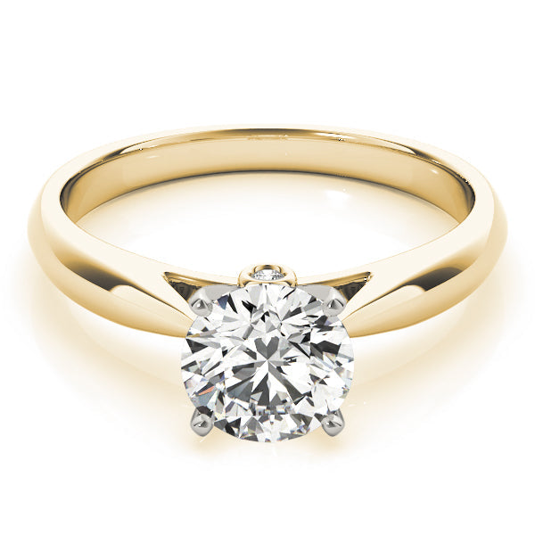 14K Yellow Gold Round Brilliant Cathedral Style Diamond Accented Solitaire (1.05ctw)