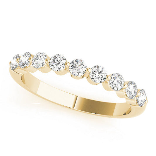 14K Yellow Gold Round Brilliant Diamond Shared Prong Wedding Ring (.50ctw)