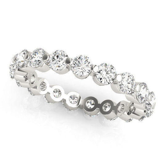 14K White Gold Round Brilliant Diamond Shared Prong Eternity Ring (.62ctw)