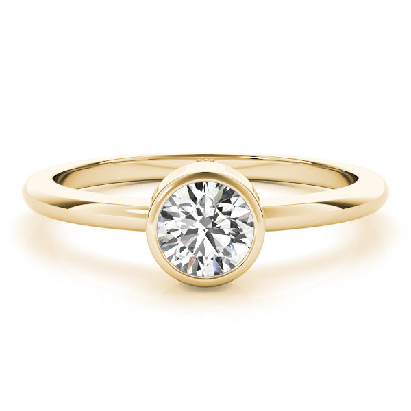 14K Yellow Gold Round Brilliant Low Bezel Set Diamond Engagement Ring (1ct)