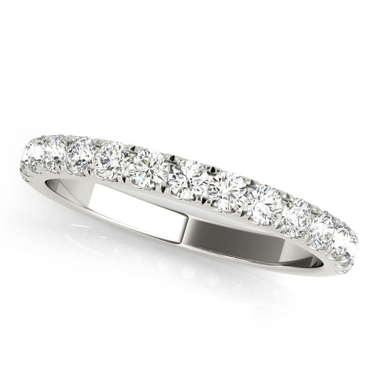 14K White Gold Round Brilliant Diamond Pave Wedding Ring (.25ctw)
