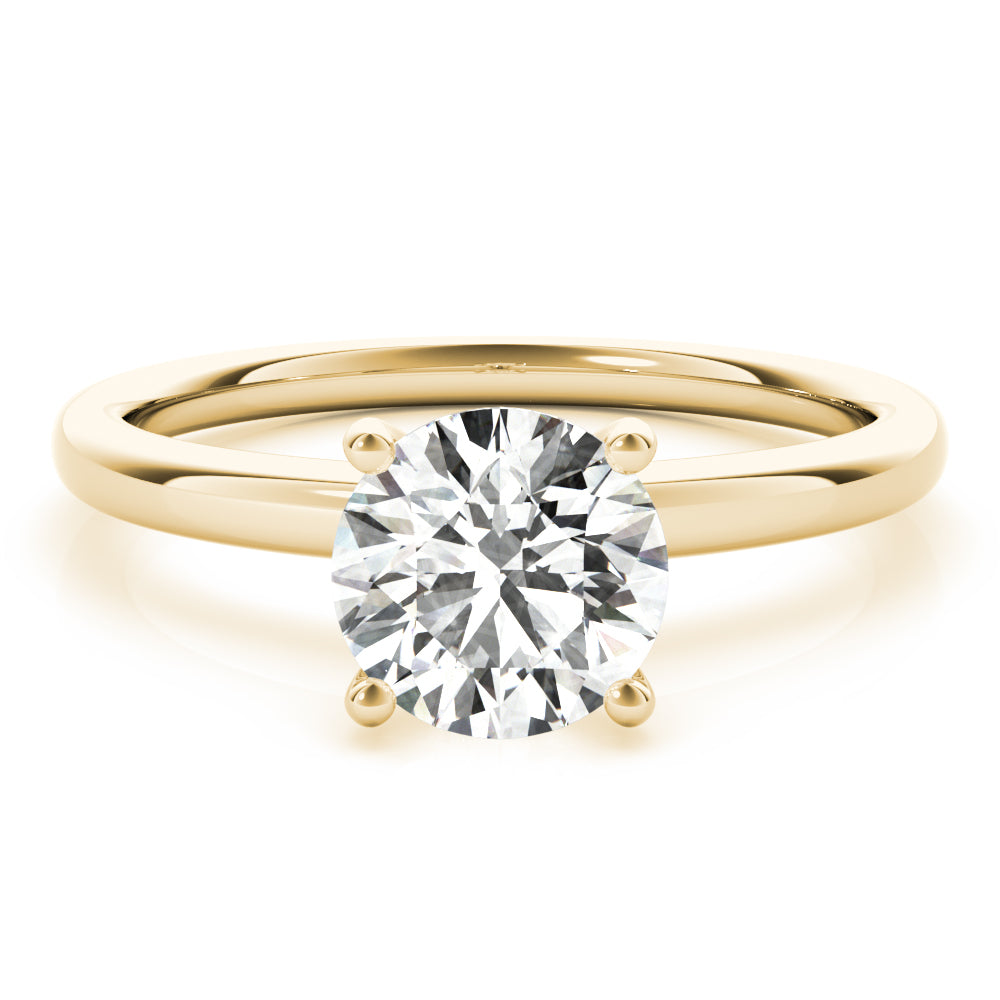 14K Yellow Gold Round Brilliant Hidden Halo Closed Gallery Diamond Engagement Ring (1.10ctw)