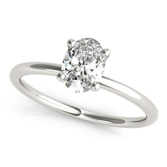 14K White Gold Oval Diamond Basket Set Solitaire Engagement Ring (1ct)