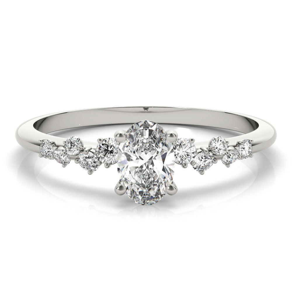 14K White Gold Lab-Grown Oval Diamond Engagement Ring With Accents - Options Available