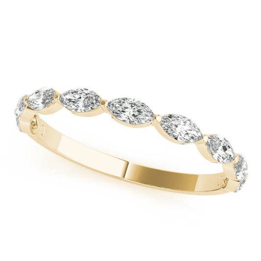 14K Yellow Gold Marquise Diamond East to West Set Wedding Ring (.75ctw)