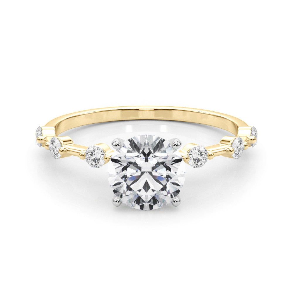 14K Yellow Gold Lab-Grown Round Brilliant Diamond Scattered Diamond Engagement Ring