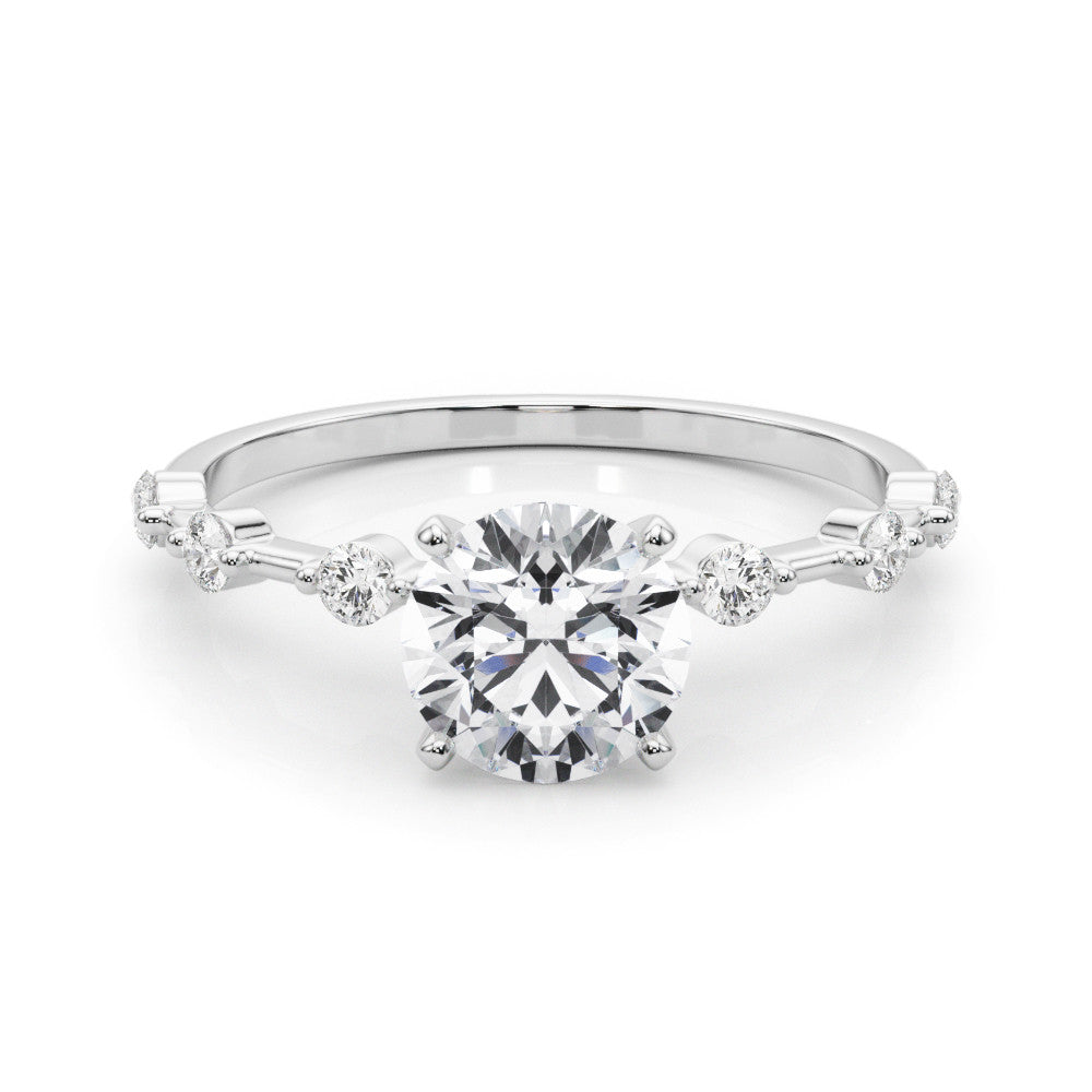 14K White Gold Lab-Grown Round Brilliant Diamond Scattered Diamond Engagement Ring