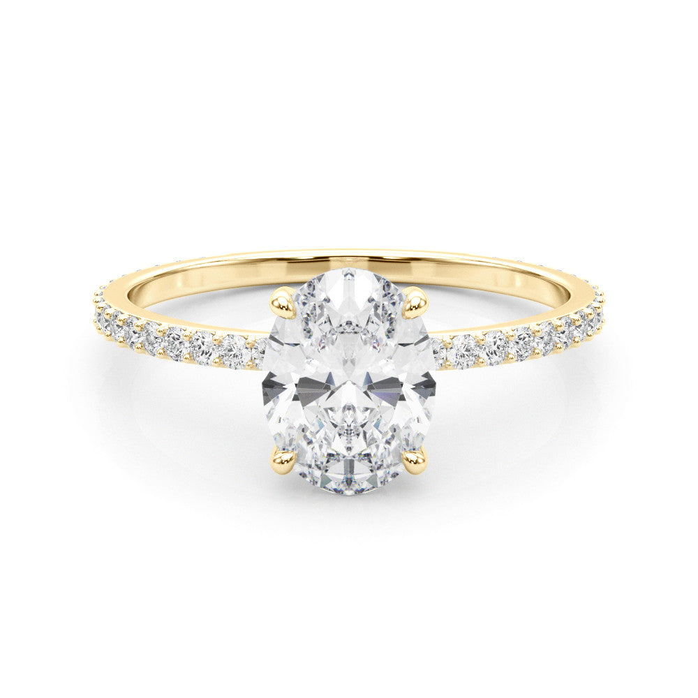 14K Yellow Gold Lab-Grown Oval Diamond Hidden Halo Engagement Ring - Options Available