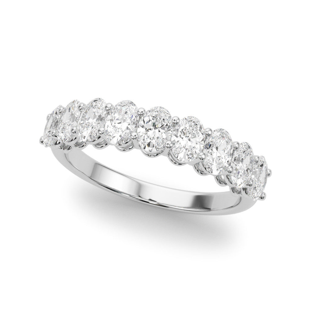 14K White Gold Oval Diamond Basket Set Wedding Ring (1ctw)