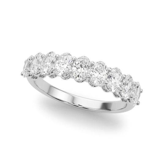 14K White Gold Oval Diamond Basket Set Wedding Ring (1ctw)